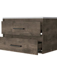 32" Dark Brown And White Wood Wall Mounted Bathroom Cabinet