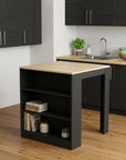 Black and Brown 36" Kitchen Island With Storage