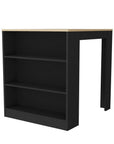 Black and Brown 36" Kitchen Island With Storage