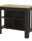 Black and Oak 41" Kitchen Island With Storage