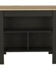 Black and Oak 41" Kitchen Island With Storage