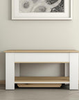 40" Oak and White Storage Bench with Flip Top