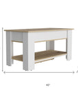 40" Oak and White Storage Bench with Flip Top