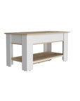 40" Oak and White Storage Bench with Flip Top