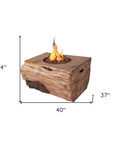 50000 BTU 40" Brown Aluminum Natural Gas Rectangular Fire Pit With Cover