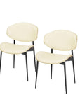 Set of Two Off White and Black Upholstered Faux Leather Curved Back Dining Side Chairs