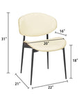 Set of Two Off White and Black Upholstered Faux Leather Curved Back Dining Side Chairs