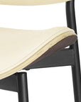 Set of Two Off White and Black Upholstered Faux Leather Curved Back Dining Side Chairs