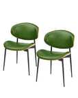 Set of Two Off White and Black Upholstered Faux Leather Curved Back Dining Side Chairs