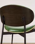 Set of Two Off White and Black Upholstered Faux Leather Curved Back Dining Side Chairs