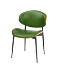Set of Two Off White and Black Upholstered Faux Leather Curved Back Dining Side Chairs
