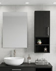 12" Black Wood Wall Mounted Single Door Medicine Cabinet