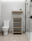 17" Natural And White Wood Linen Cabinet