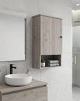 16" Light Gray Wood Wall Mounted Single Door Medicine Cabinet