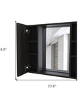 24" Black Wood Wall Mounted Double Door Medicine Cabinet
