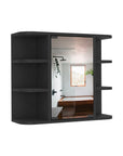 24" Black Wood Wall Mounted Single Door Medicine Cabinet