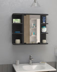 24" Black Wood Wall Mounted Single Door Medicine Cabinet