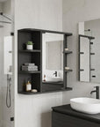 24" Black Wood Wall Mounted Single Door Medicine Cabinet