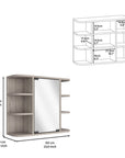24" Light Gray Wood Wall Mounted Single Door Medicine Cabinet