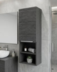 12" Smoky Black Wood Wall Mounted Single Door Medicine Cabinet