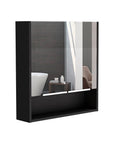 24" Black Wood Wall Mounted Double Door Medicine Cabinet