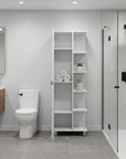 20" White Wood Single Door Linen Cabinet