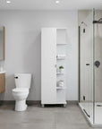 20" White Wood Single Door Linen Cabinet