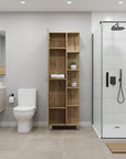 20" Natural Wood Single Door Linen Cabinet