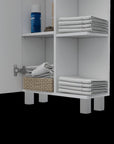 20" White Wood Single Door Linen Cabinet