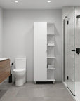 20" White Wood Single Door Linen Cabinet