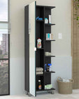20" Black Wood Single Door Linen Cabinet