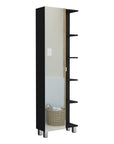 20" Black Wood Single Door Linen Cabinet