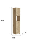 14" Natural Wood Double Door Linen Cabinet