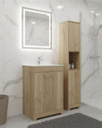 14" Natural Wood Double Door Linen Cabinet