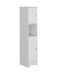 14" White Wood Double Door Linen Cabinet