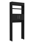 25" Black Wood Recessed Double Door Over-the-Toilet Storage