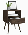 25" Brown Wood One Drawer Nightstand
