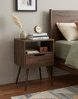 25" Brown Wood One Drawer Nightstand
