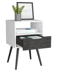 25" Gray Wood One Drawer Nightstand