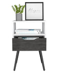25" Gray Wood One Drawer Nightstand