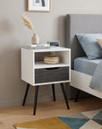 25" Gray Wood One Drawer Nightstand