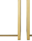 47" White Wood and Gold Stainless Steel Sled Console Table With Two Drawers