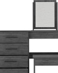 39" Gray Wood Four Drawer Vanity Table