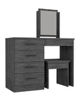 39" Gray Wood Four Drawer Vanity Table