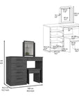 39" Gray Wood Four Drawer Vanity Table