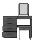 39" Gray Wood Four Drawer Vanity Table