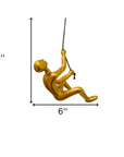 Set of Two Gold Resin Climbing Man Hanging Dimensional Sculpture