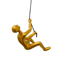 Set of Two Gold Resin Climbing Man Hanging Dimensional Sculpture