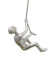 Set of Two Silver Resin Climbing Man Hanging Dimensional Sculpture