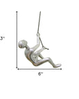 Set of Two Silver Resin Climbing Man Hanging Dimensional Sculpture